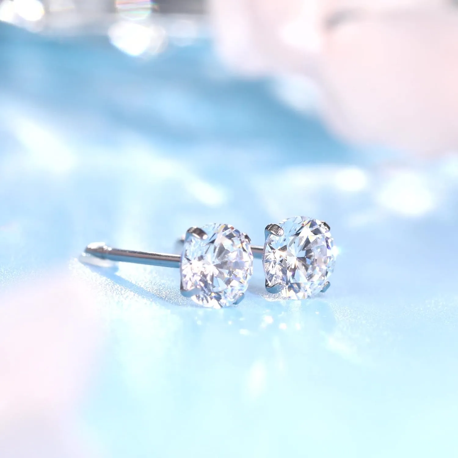 Hypoallergenic G23 Titanium Earrings, F136 Pure Titanium Implant Grade, Suitable for Sensitive Ears with Birthstone Crystals CZ Simulated Diamonds