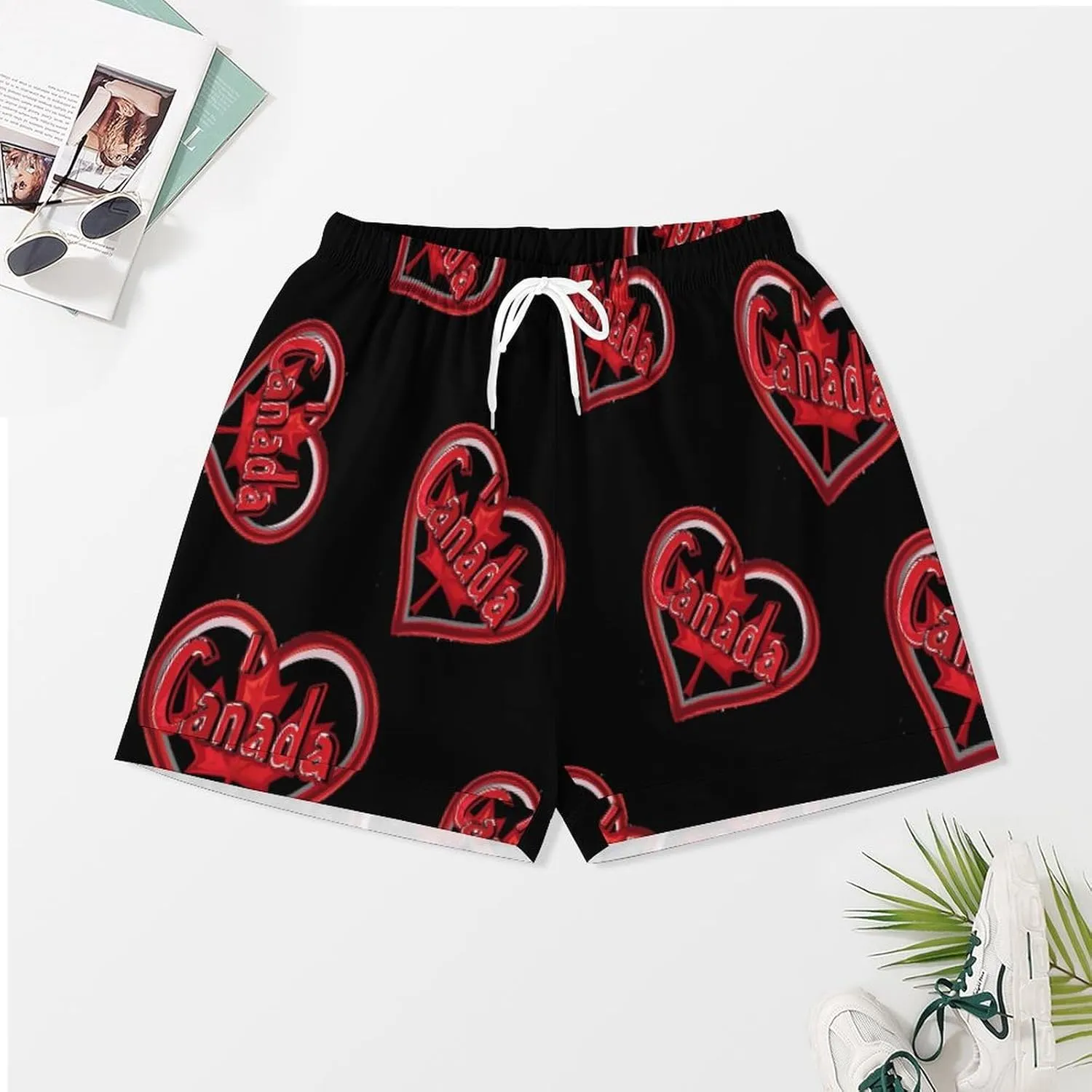 I Love Canada Women's Satin Pajama Set Short Sleeve Button Down Sleepwear Loungewear Pj Set