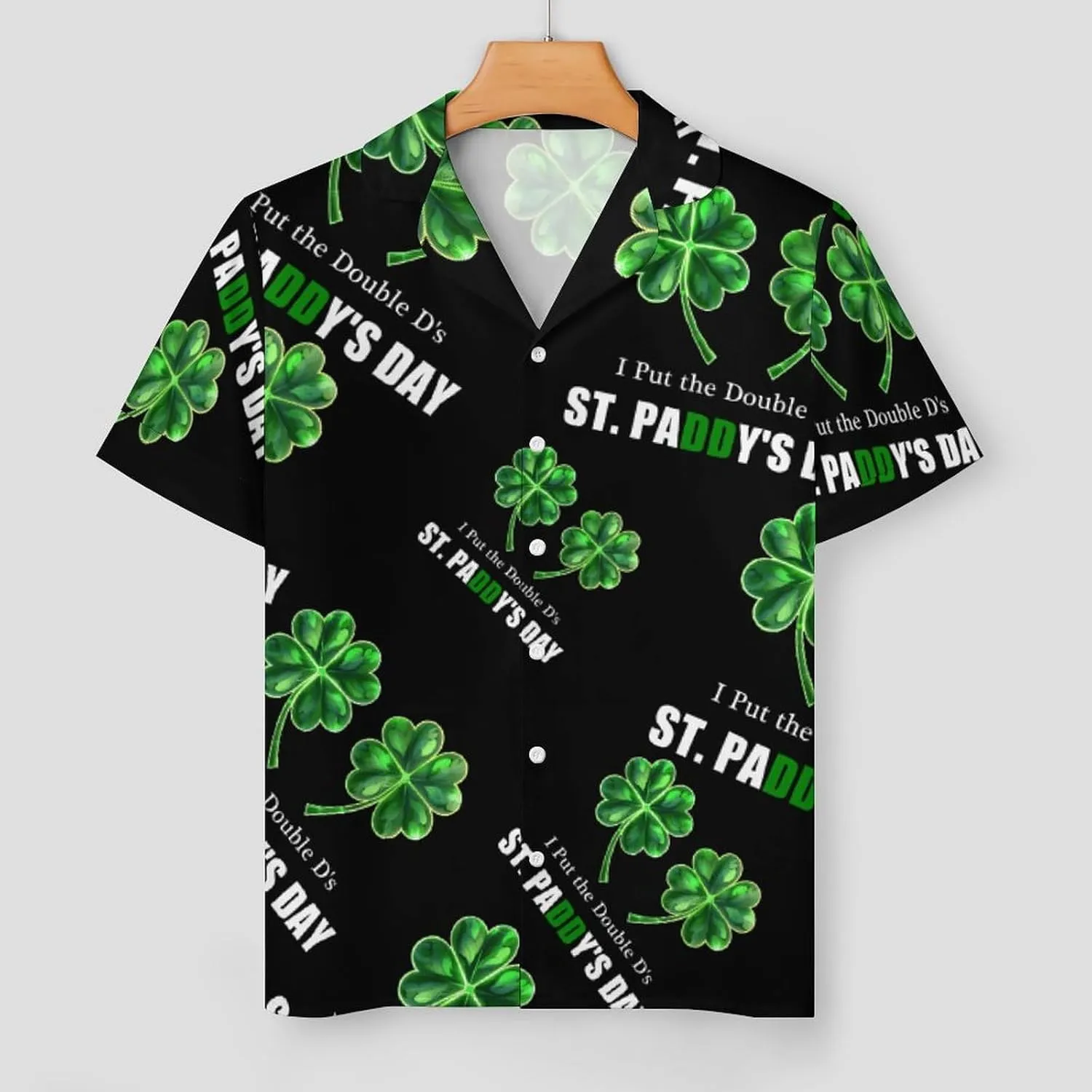 I Put The Doubles D's in ST. PADDY'S DAY Women's Satin Pajama Set Short Sleeve Button Down Sleepwear Loungewear Pj Set
