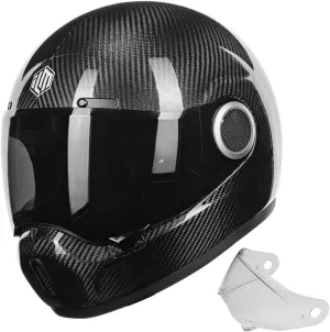 ILM Carbon Fiber Lightweight Motorcycle Helmets Full Face Retro Helmet for Men Women Cascos para Motos DOT Model F611 (CarbonFiber3K,L)