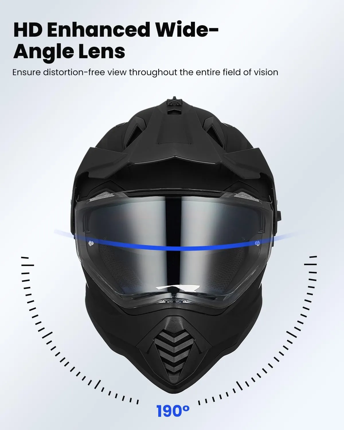 ILM Dual Sport Adventure Motorcycle Helmet with Pinlock Compatible Sun Visor Snowmobile ATV Dirt Bike Off Road Casco Model WS902 (Matte Black, L)