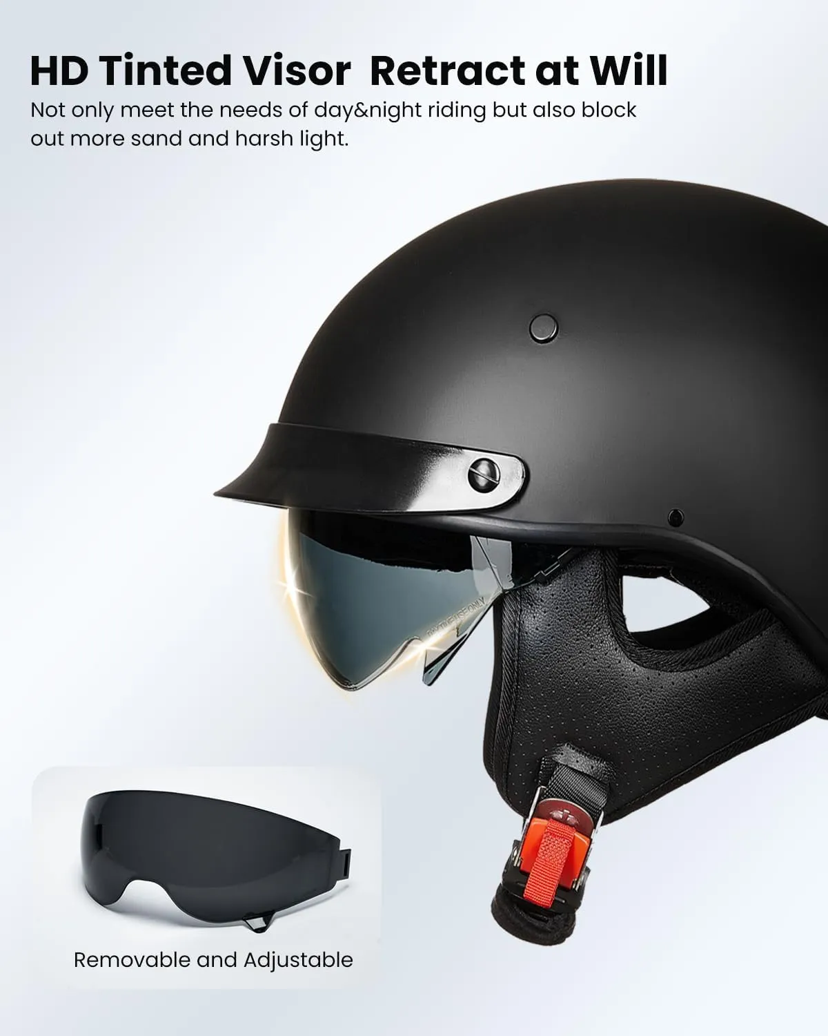 ILM Fiberglass Half Helmet Motorcycle Men Women Adult Open Face Motorcycle Helmes with Sun Visor DOT 731