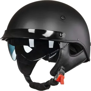 ILM Fiberglass Half Helmet Motorcycle Men Women Adult Open Face Motorcycle Helmes with Sun Visor DOT 731