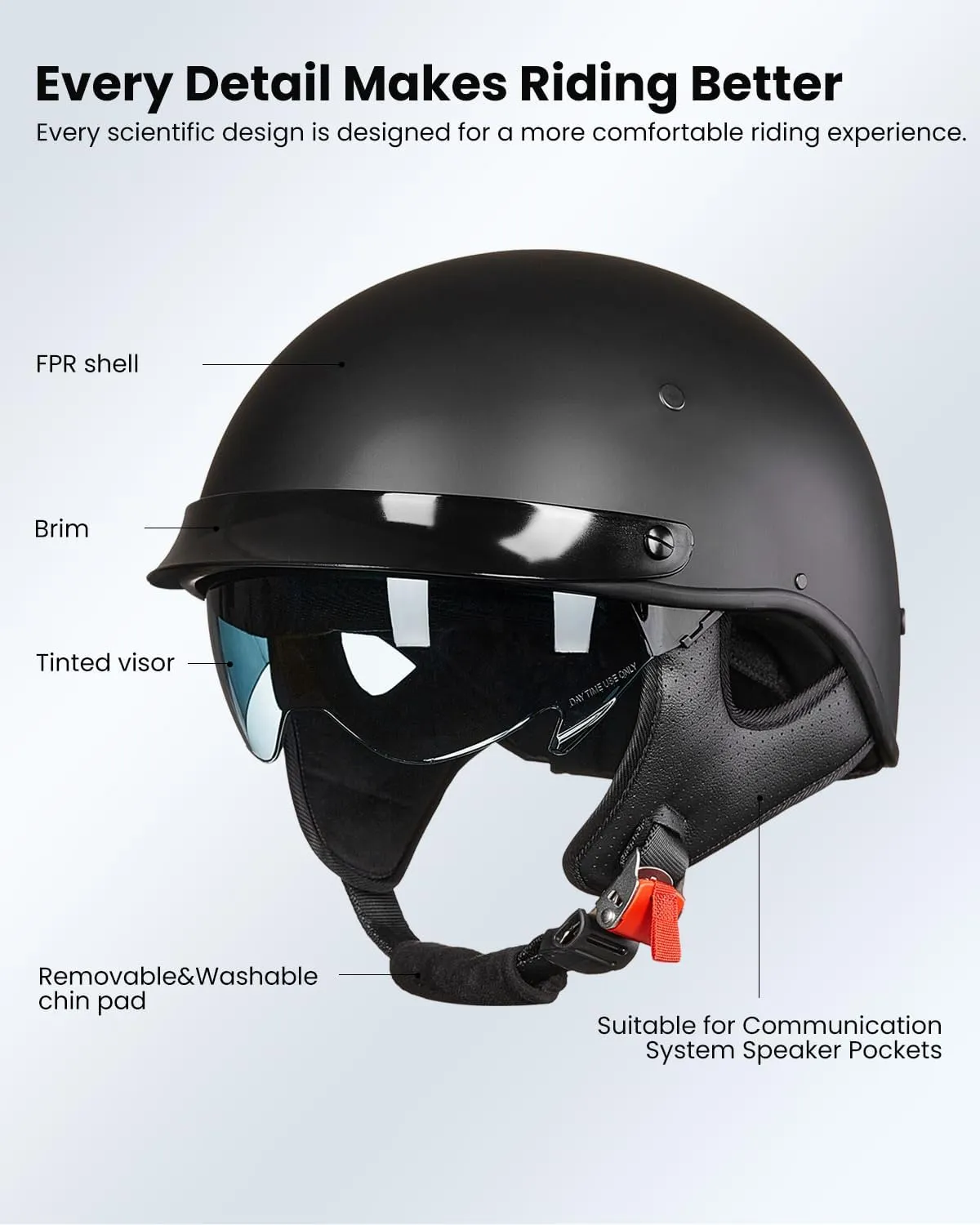 ILM Fiberglass Half Helmet Motorcycle Men Women Adult Open Face Motorcycle Helmes with Sun Visor DOT 731