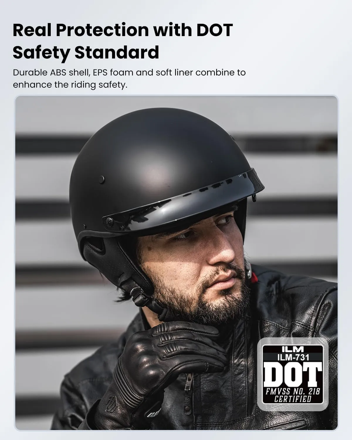 ILM Fiberglass Half Helmet Motorcycle Men Women Adult Open Face Motorcycle Helmes with Sun Visor DOT 731