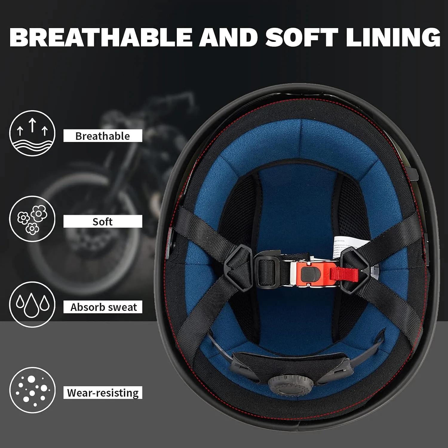 ILM Motorcycle Half Helmet with Sunshield Quick Release Strap Half Face Fit for Cruiser Scooter DOT Approved 883V (Matte Black, Large)