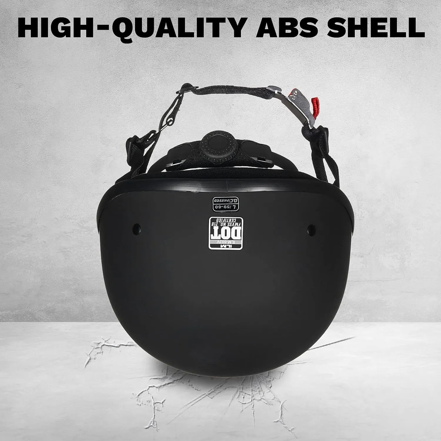ILM Motorcycle Half Helmet with Sunshield Quick Release Strap Half Face Fit for Cruiser Scooter DOT Approved 883V (Matte Black, Large)