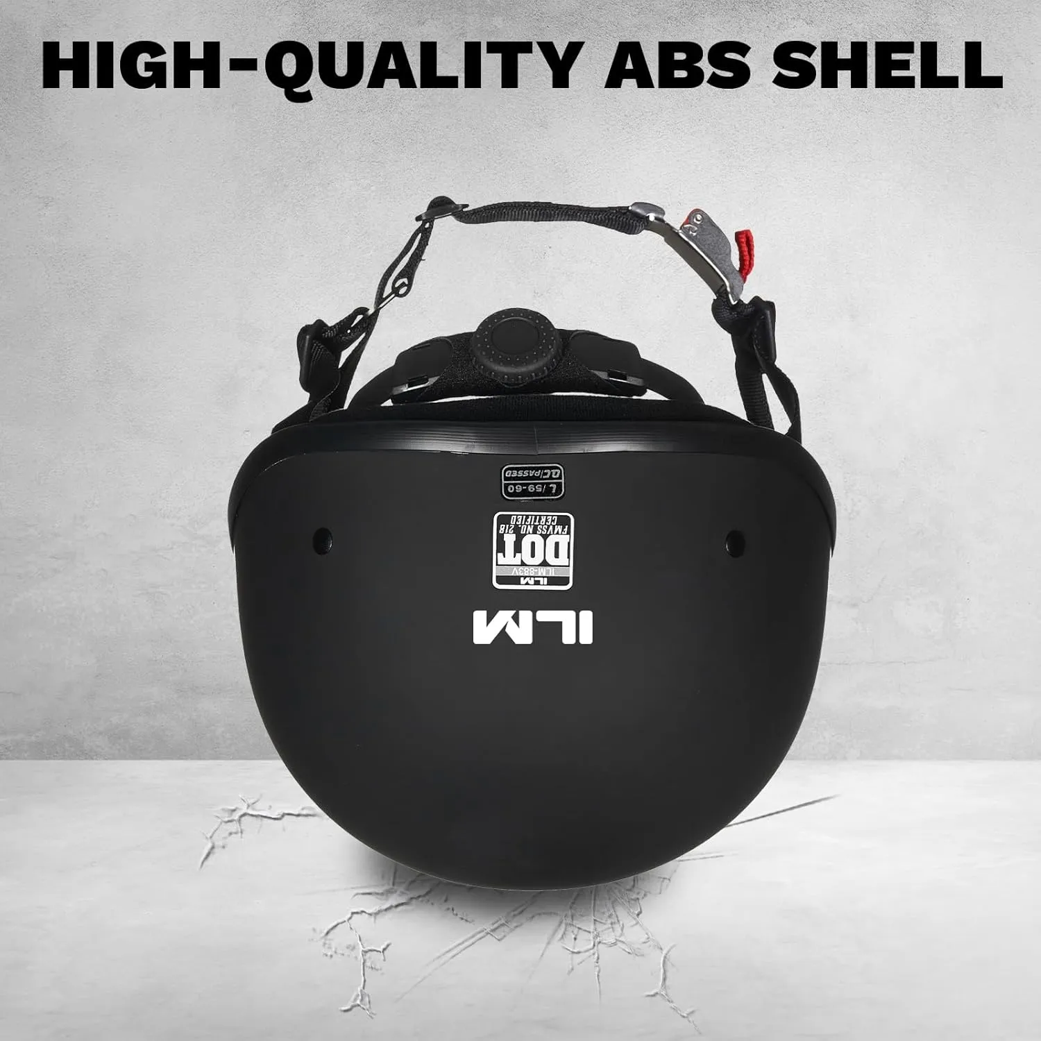 ILM Motorcycle Half Helmet with Sunshield Quick Release Strap Half Face Fit for Cruiser Scooter DOT Approved 883V (Matte Black, XX-Large)