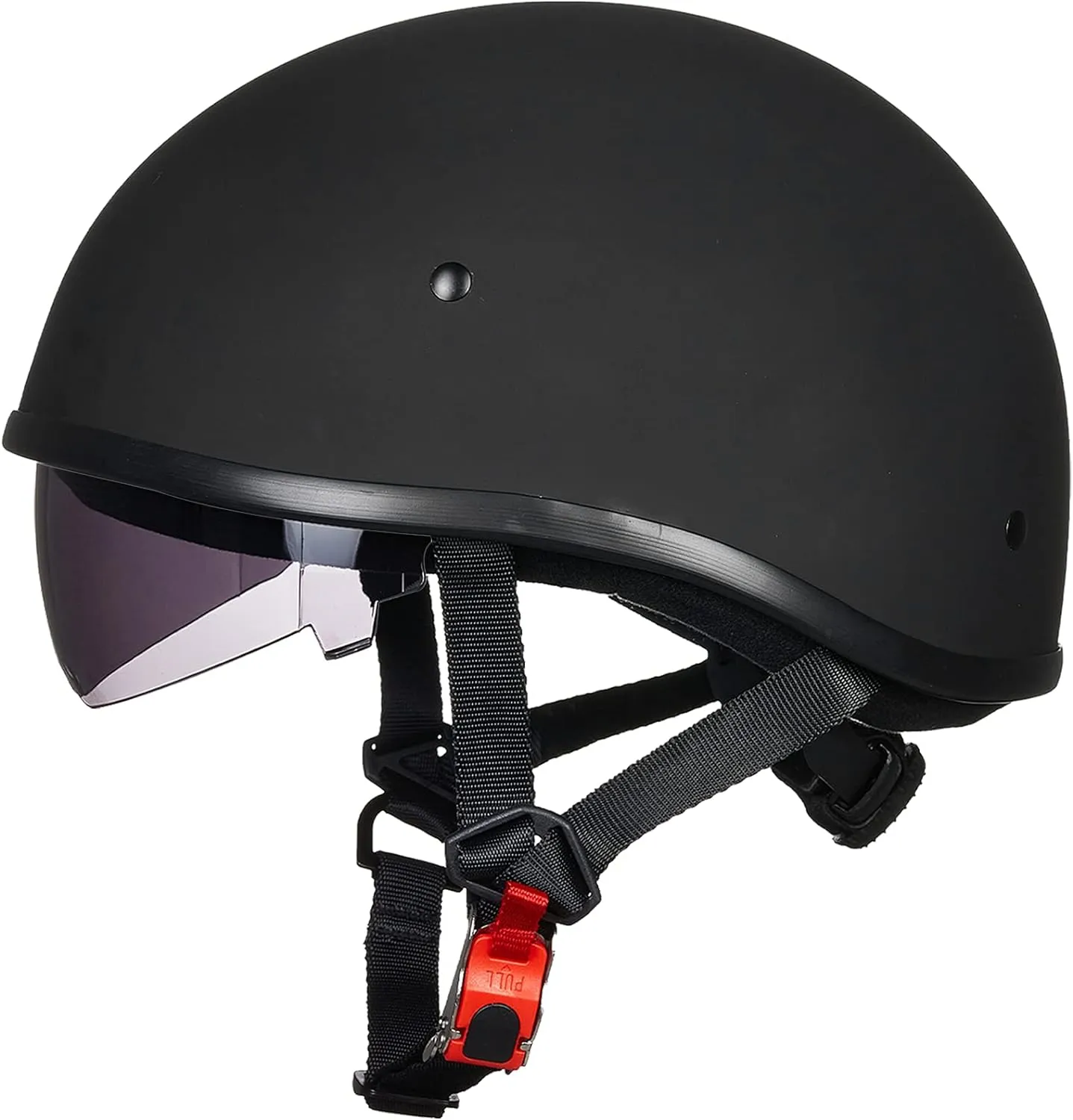 ILM Motorcycle Half Helmet with Sunshield Quick Release Strap Half Face Fit for Cruiser Scooter DOT Approved 883V (Matte Black, XX-Large)