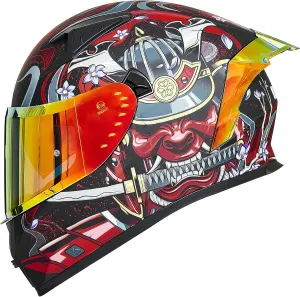 ILM Motorcycle Helmet Full Face with Pinlock Compatible Clear&Tinted Visors and Fins Street Bike Motocross Casco DOT Model Z501(Armor Red, Large)