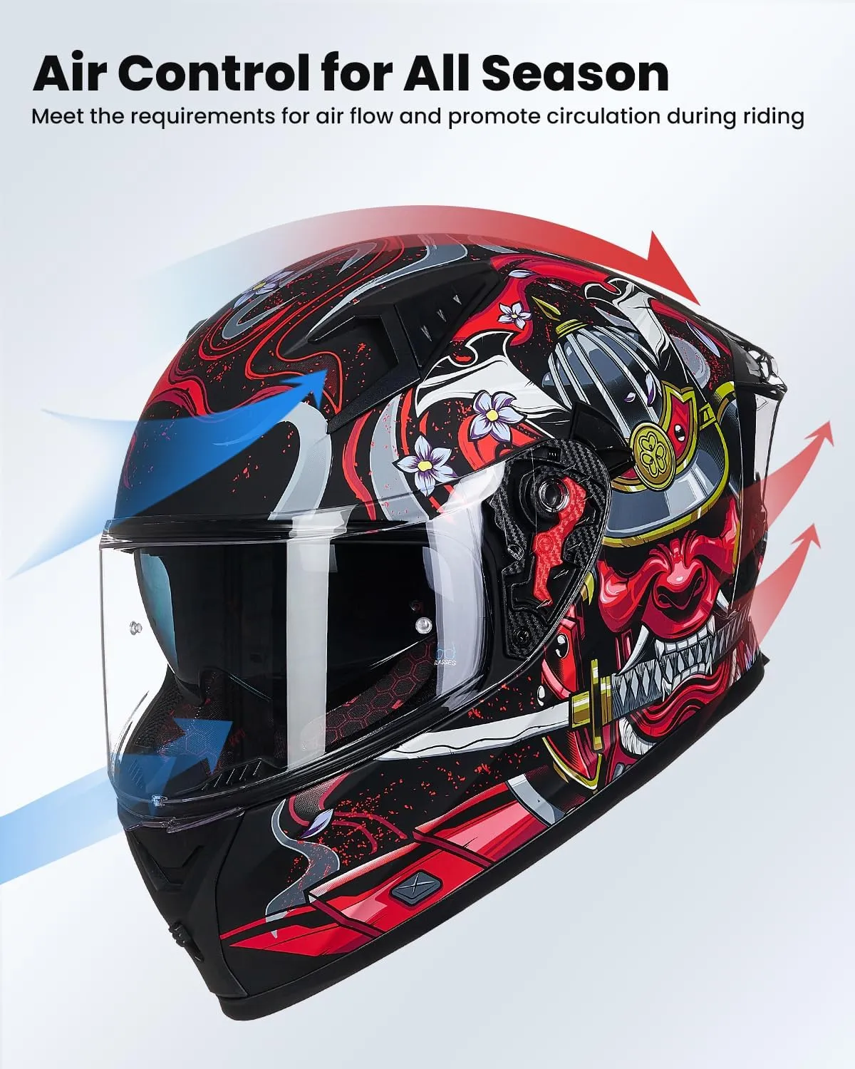 ILM Motorcycle Helmet Full Face with Pinlock Compatible Clear&Tinted Visors and Fins Street Bike Motocross Casco DOT Model Z501(Armor Red, Large)