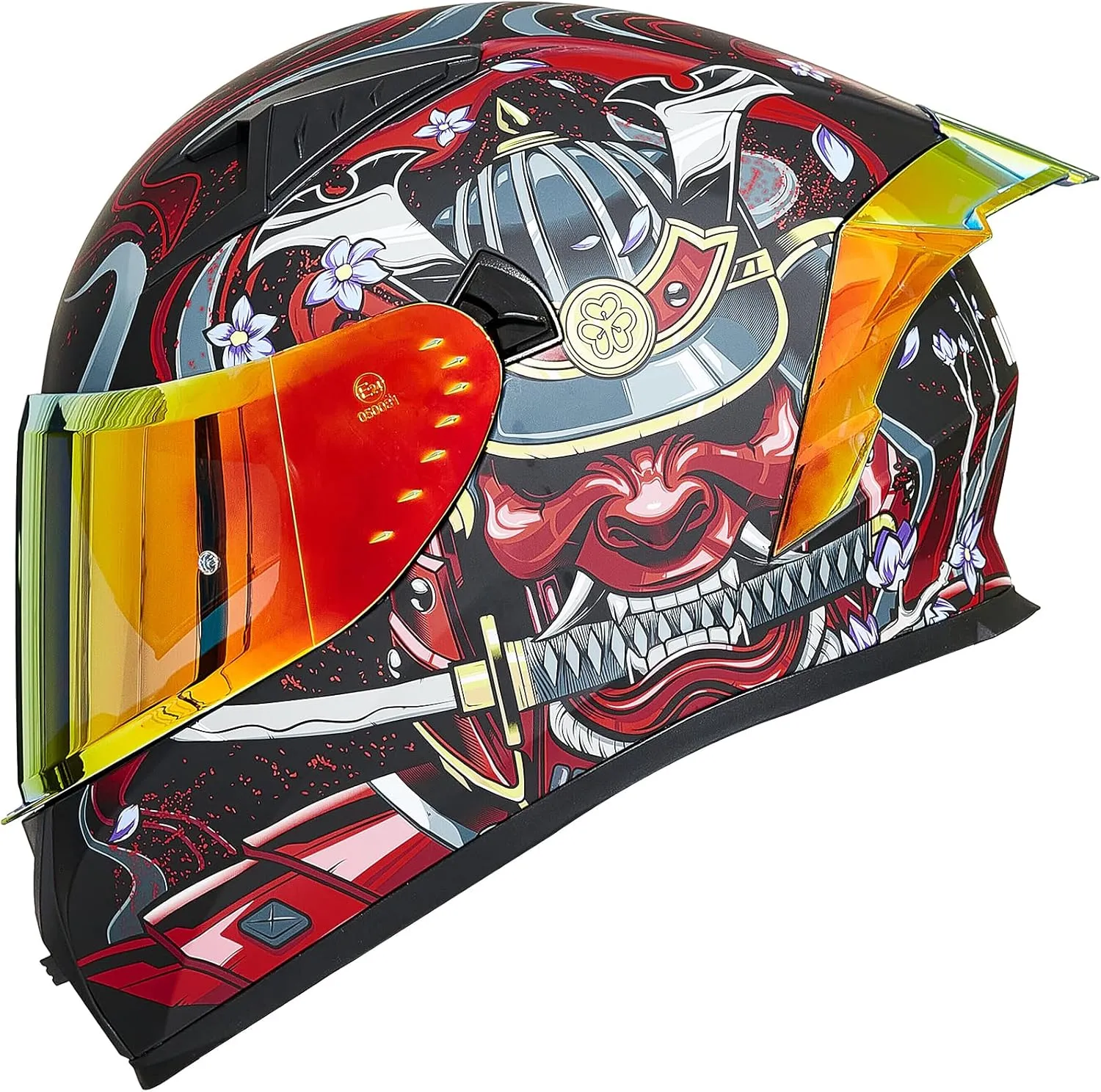 ILM Motorcycle Helmet Full Face with Pinlock Compatible Clear&Tinted Visors and Fins Street Bike Motocross Casco DOT Model Z501(Armor Red, Large)