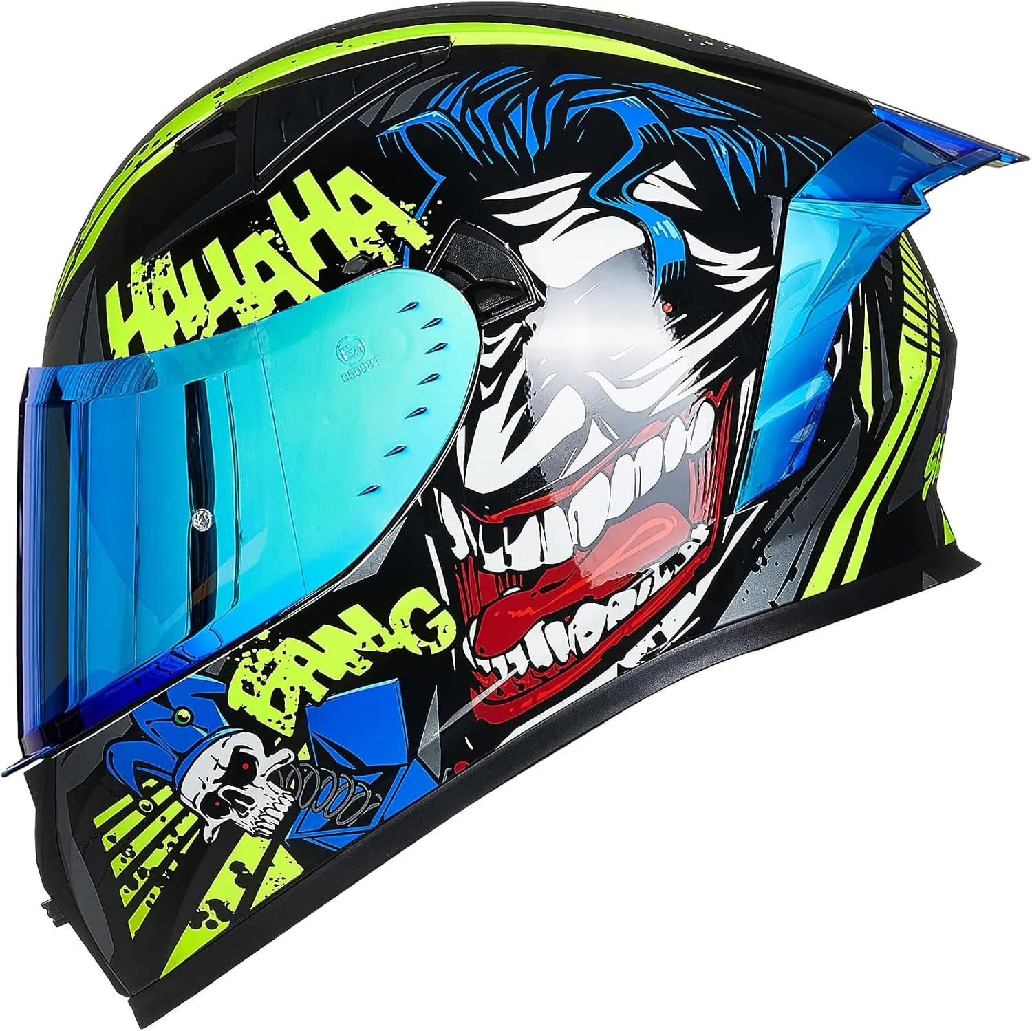 ILM Motorcycle Helmet Full Face with Pinlock Compatible Clear&Tinted Visors and Fins Street Bike Motocross Casco DOT Model Z501(Surprise Yellow, Large)