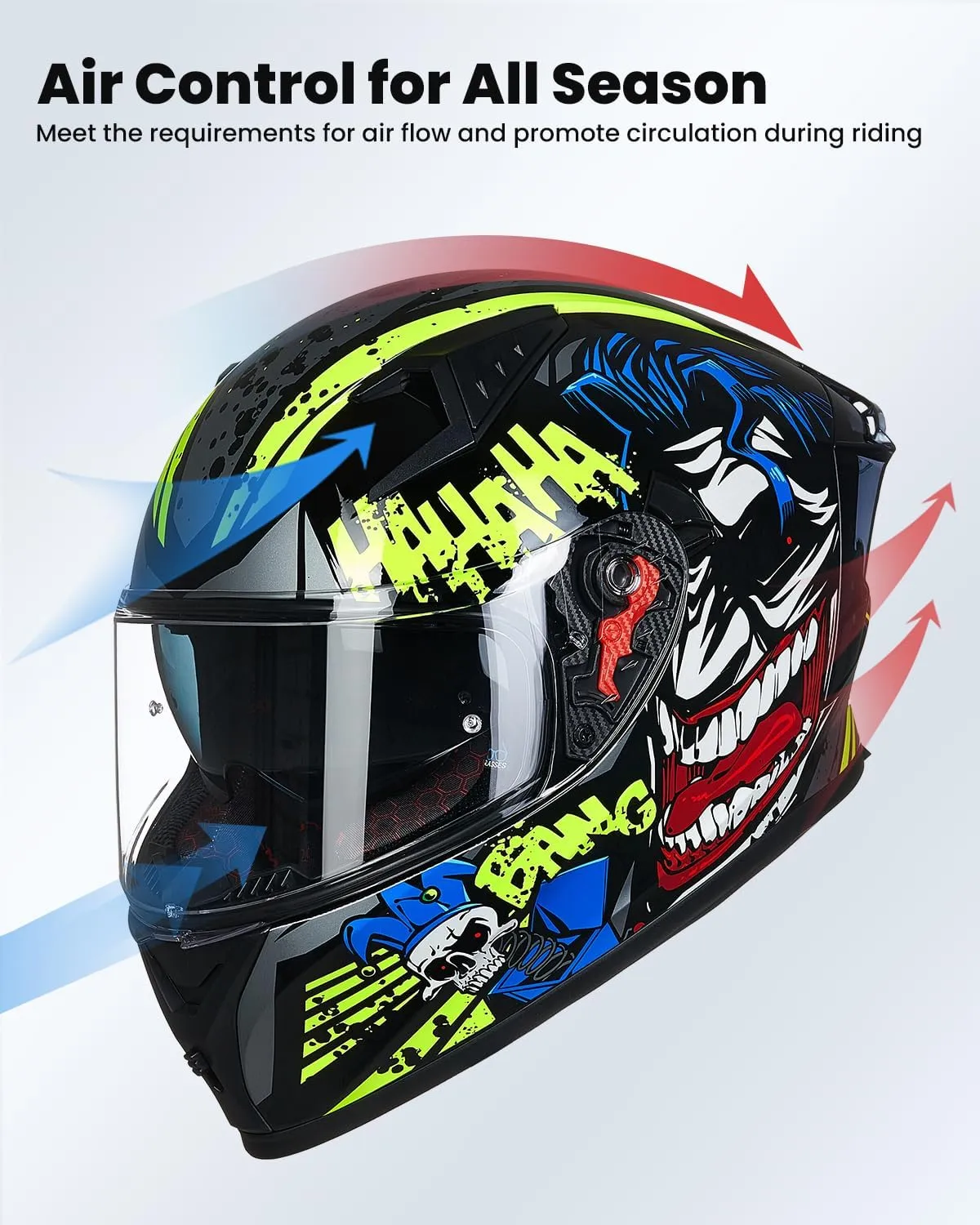 ILM Motorcycle Helmet Full Face with Pinlock Compatible Clear&Tinted Visors and Fins Street Bike Motocross Casco DOT Model Z501(Surprise Yellow, Large)