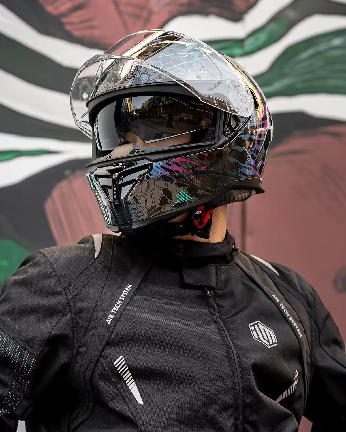 ILM Motorcycle Helmets DOT ECE Dual Visor Street Racing Helmet Full Face Powersports Cascos for Men Women Model MF567(Cobra Camaleon Purple, XL)