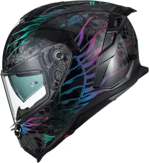 ILM Motorcycle Helmets DOT ECE Dual Visor Street Racing Helmet Full Face Powersports Cascos for Men Women Model MF567(Cobra Camaleon Purple, XL)