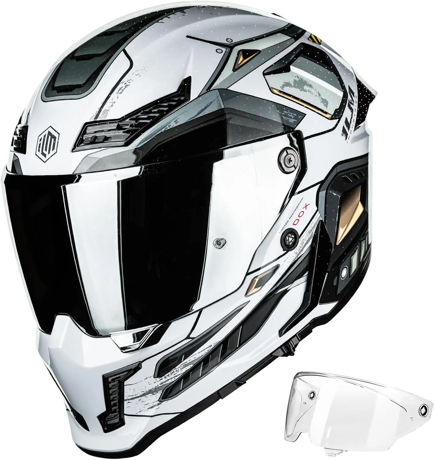 ILM Motorcycle Helmets for Adult Men Women Full Face DOT ECE Powersports Dual Visor Street Racing Helmet with Pinlock Cascos para Motos Model MF509 (Cyborg Gray, XL)