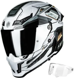 ILM Motorcycle Helmets for Adult Men Women Full Face DOT ECE Powersports Dual Visor Street Racing Helmet with Pinlock Cascos para Motos Model MF509 (Cyborg Gray, XL)