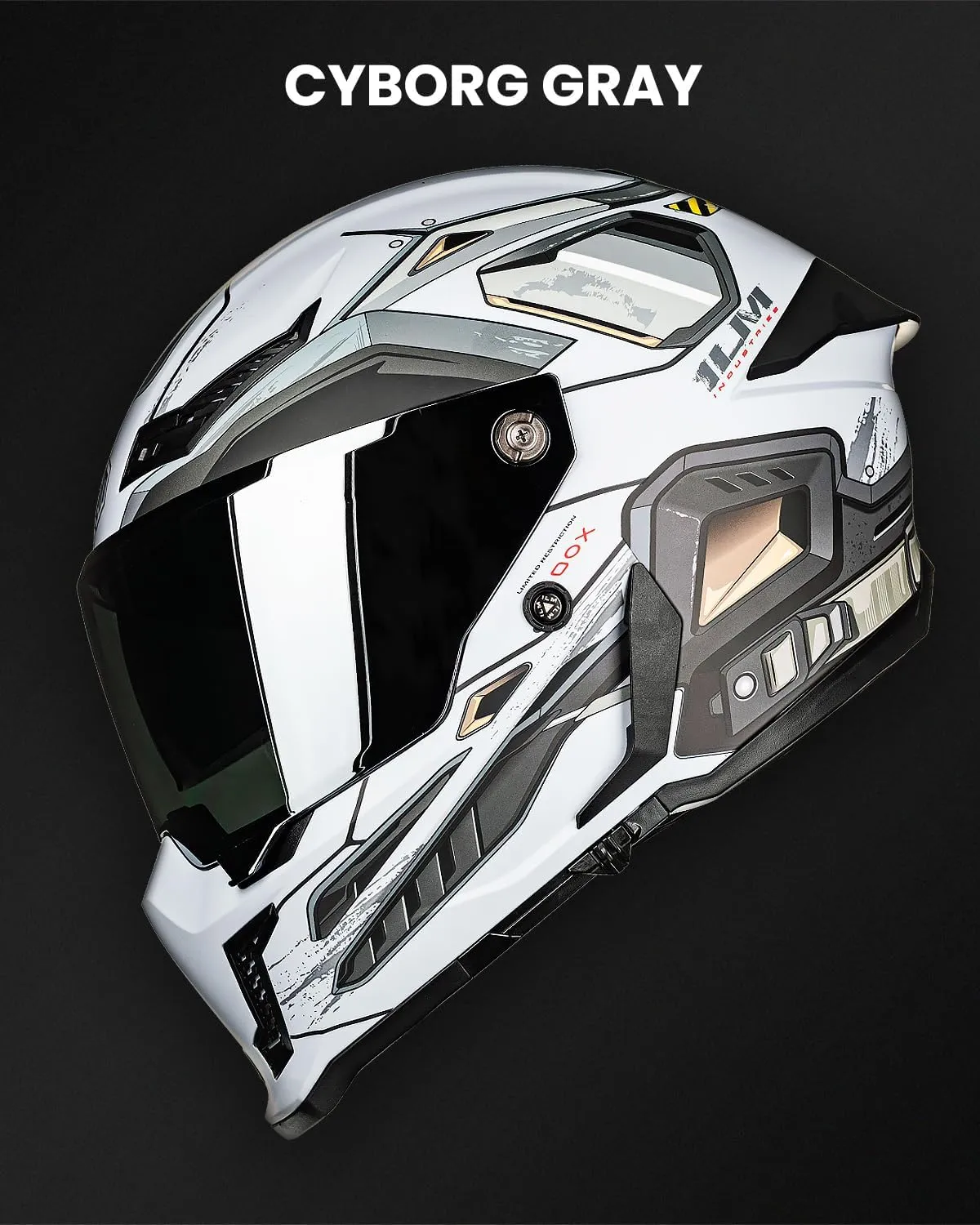 ILM Motorcycle Helmets for Adult Men Women Full Face DOT ECE Powersports Dual Visor Street Racing Helmet with Pinlock Cascos para Motos Model MF509 (Cyborg Gray, XL)