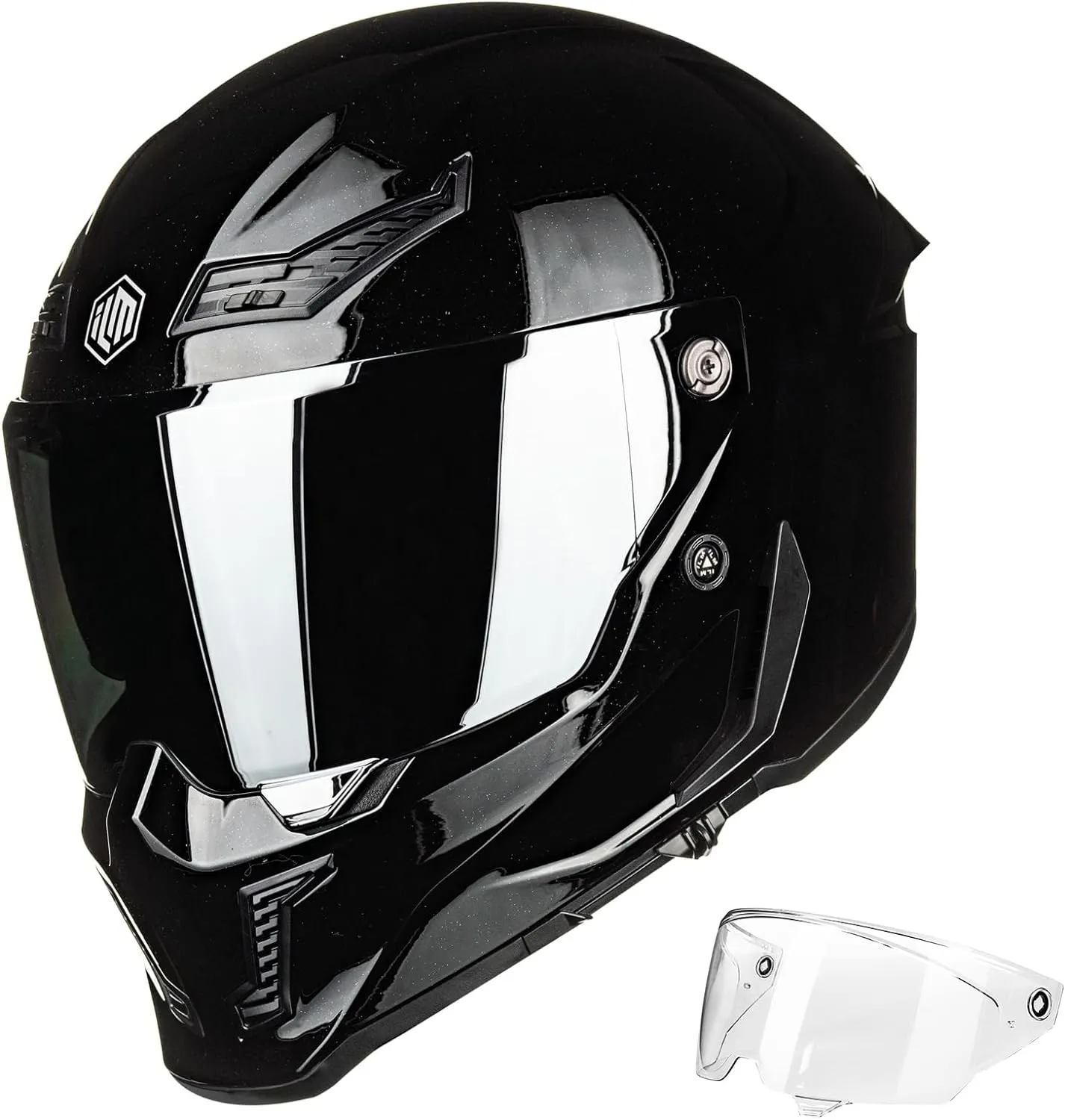 ILM Motorcycle Helmets for Adult Men Women Full Face DOT ECE Powersports Dual Visor Street Racing Helmet with Pinlock Cascos para Motos Model MF509 (Gloss Blacks, L)