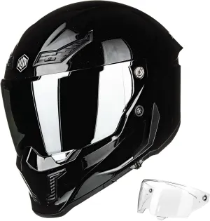 ILM Motorcycle Helmets for Adult Men Women Full Face DOT ECE Powersports Dual Visor Street Racing Helmet with Pinlock Cascos para Motos Model MF509 (Gloss Blacks, L)