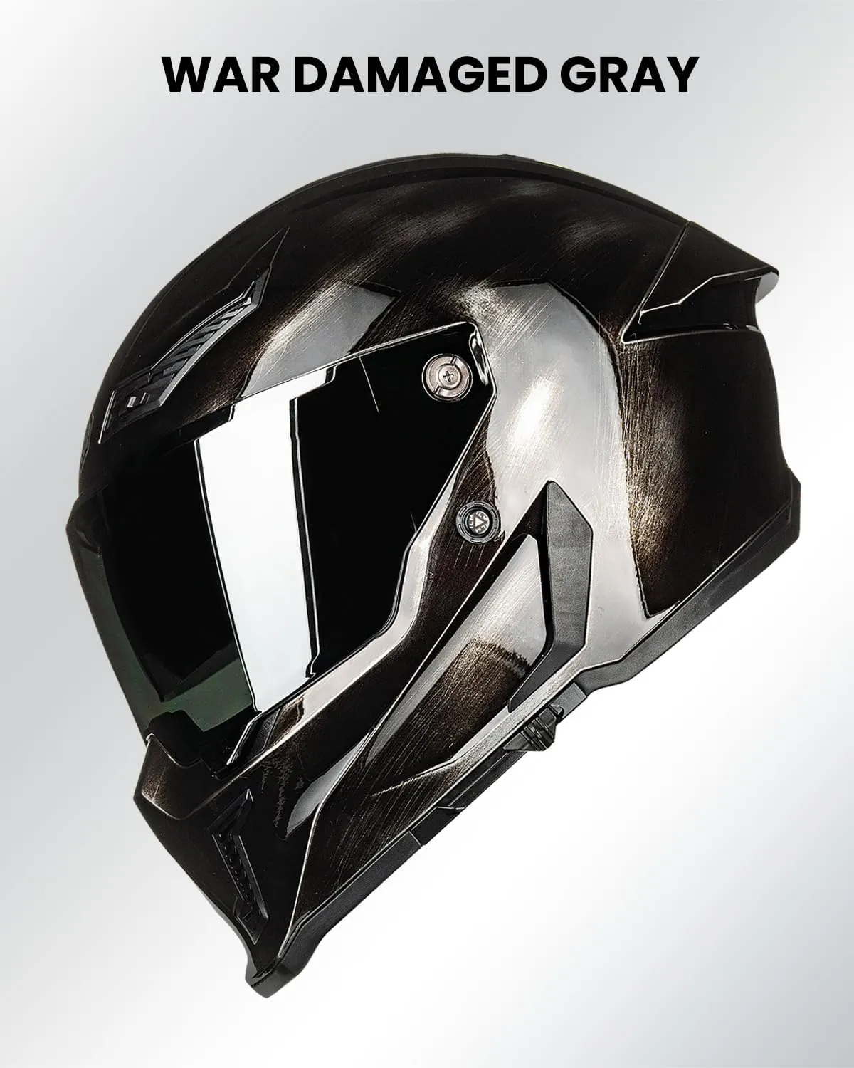 ILM Motorcycle Helmets for Adult Men Women Full Face DOT ECE Powersports Dual Visor Street Racing Helmet with Pinlock Cascos para Motos Model MF509 (War Damaged Gray, L)
