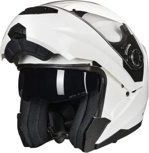 ILM Motorcycle Helmets for Adults Dual Visor Enlarged Air Vents Modular Full Face Cascos para Motos Men Women DOT Model DP998(White, Large)