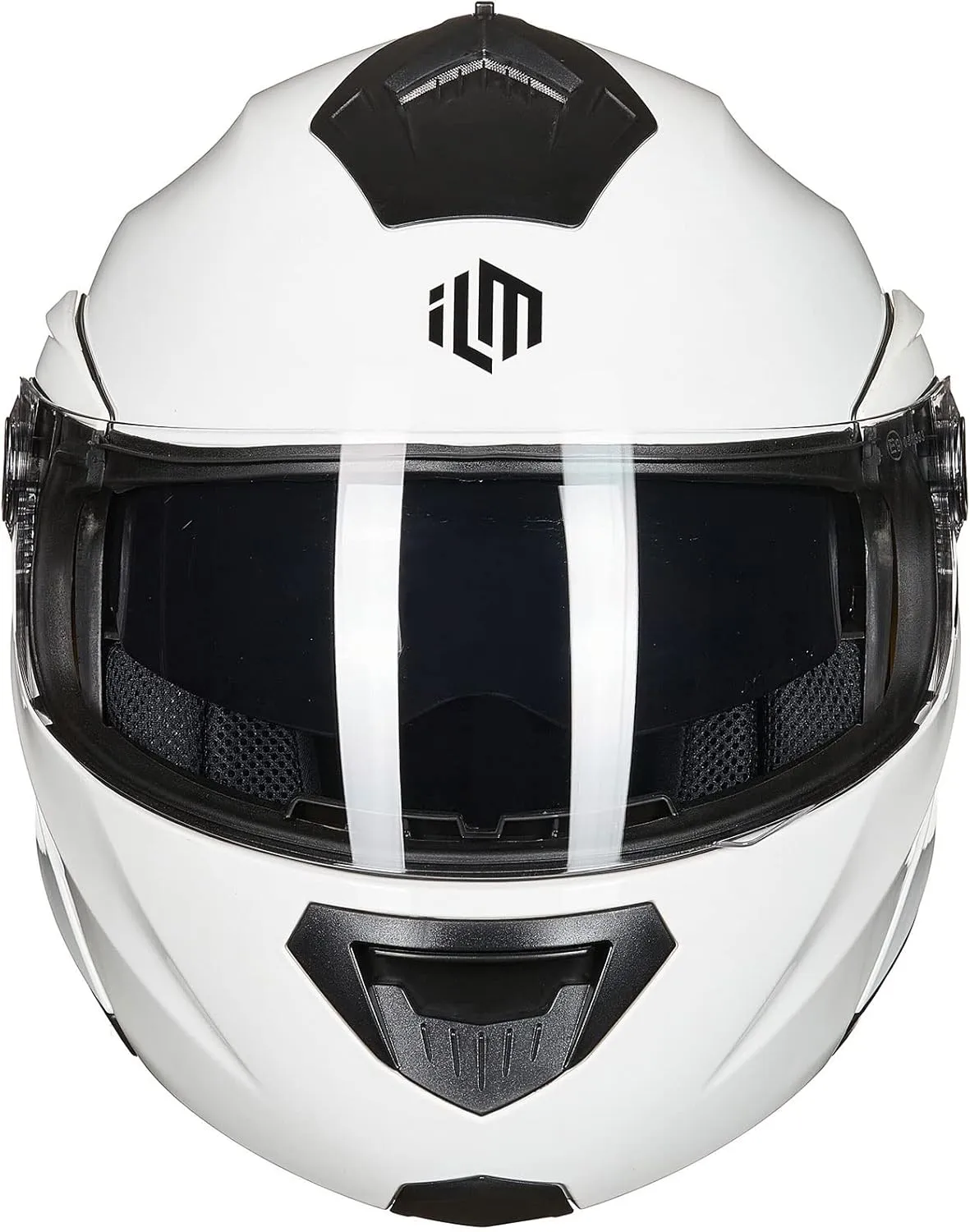 ILM Motorcycle Helmets for Adults Dual Visor Enlarged Air Vents Modular Full Face Cascos para Motos Men Women DOT Model DP998(White, Large)