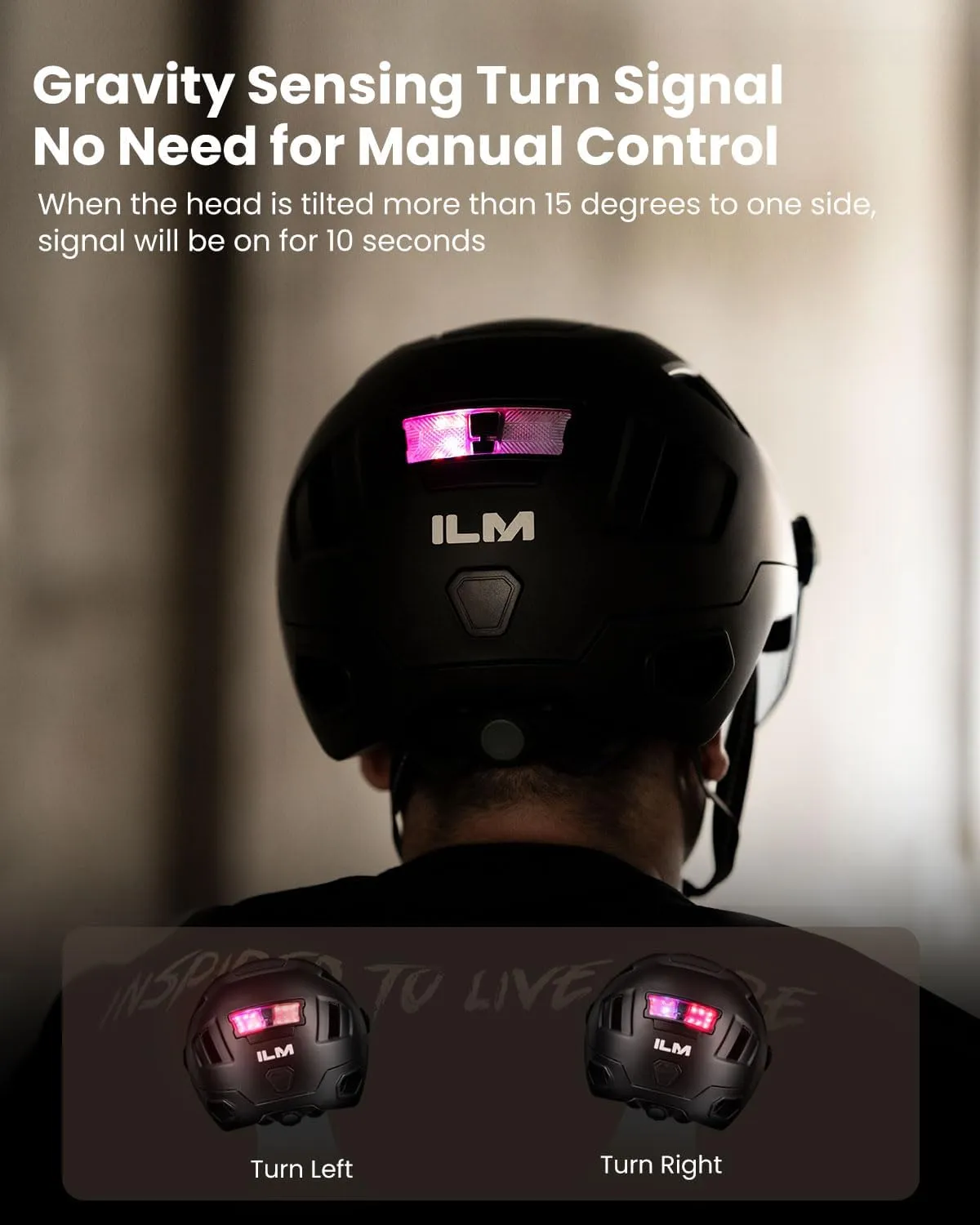 ILM Smart Adult Bike Helmet with Automatic G-Sensor Turn Signal & Brake Warning LED Light Control Road Cycling Helmet E3-12LS