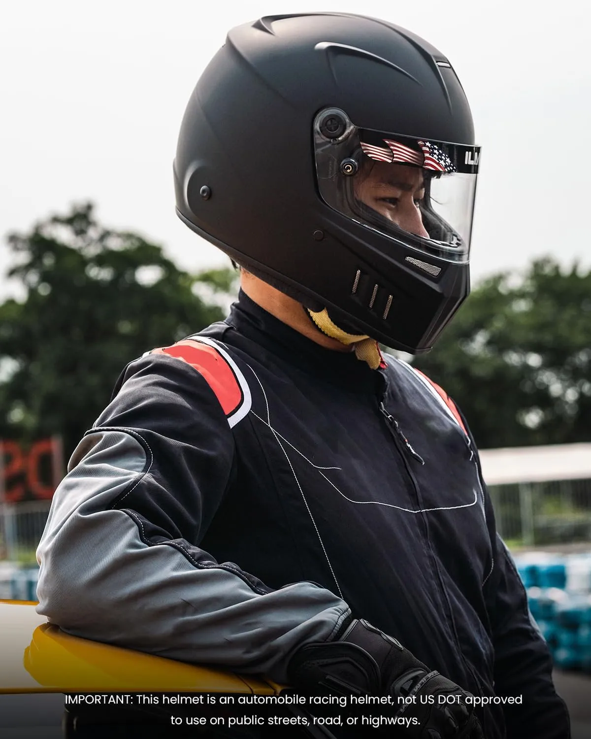ILM Snell SA2020 Full Face Auto Racing Helmets Lightweight Fiberglass for Adult Men and Women Model 890