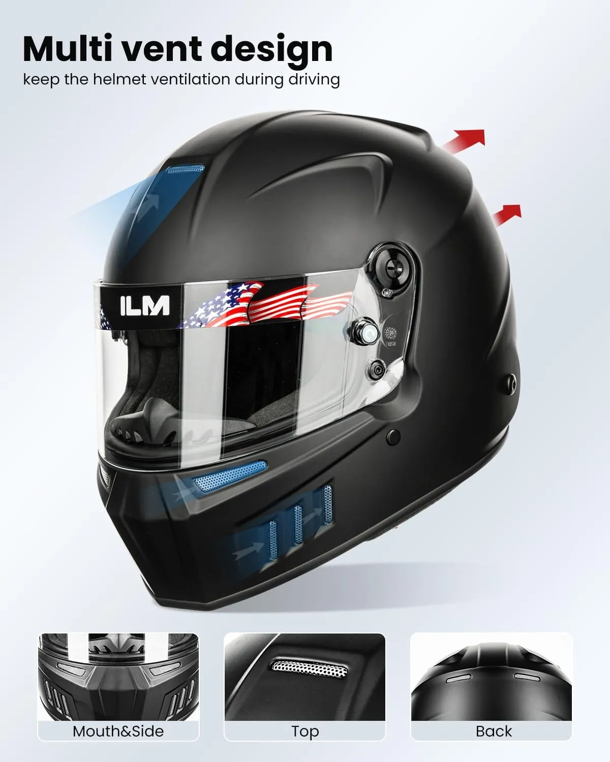 ILM Snell SA2020 Full Face Auto Racing Helmets Lightweight Fiberglass for Adult Men and Women Model 890