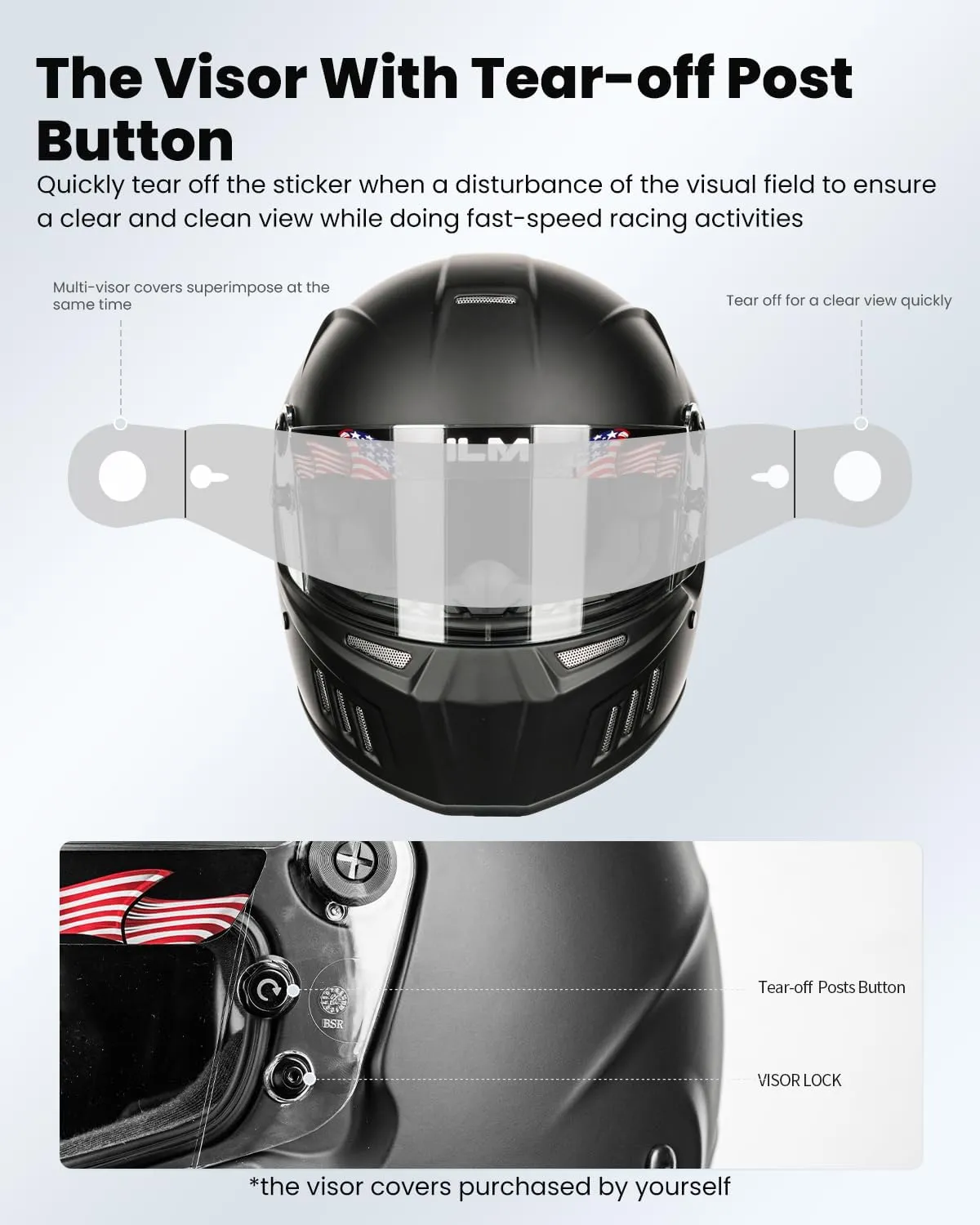 ILM Snell SA2020 Full Face Auto Racing Helmets Lightweight Fiberglass for Adult Men and Women Model 890