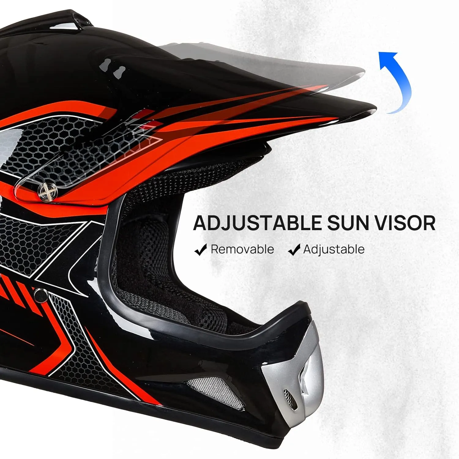 ILM Youth Kids Dirt Bike Helmet ATV Motocross DOT Off-Road Street Helmet Goggles Gloves Full Face Protective Helmet Model BLD-818