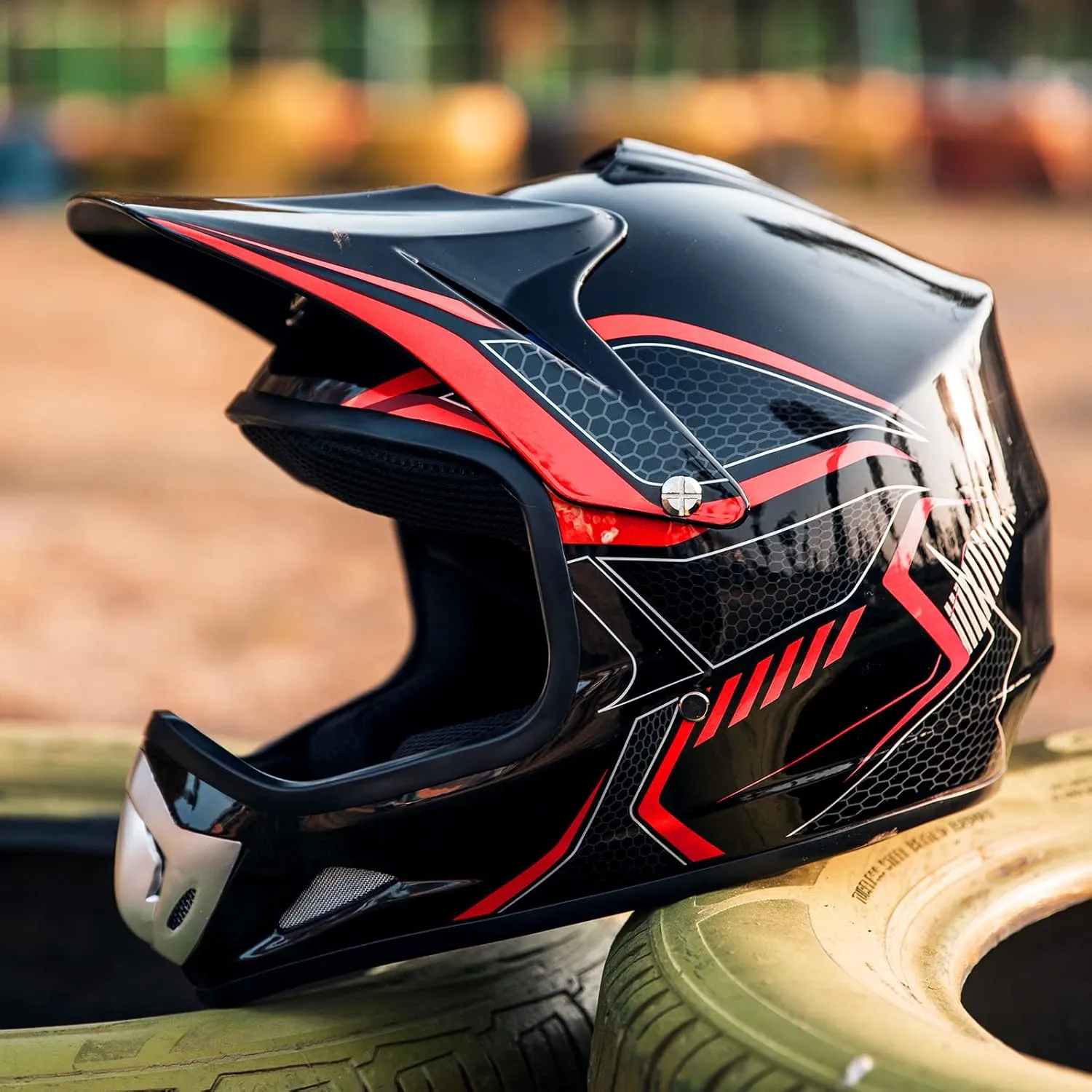 ILM Youth Kids Dirt Bike Helmet ATV Motocross DOT Off-Road Street Helmet Goggles Gloves Full Face Protective Helmet Model BLD-818