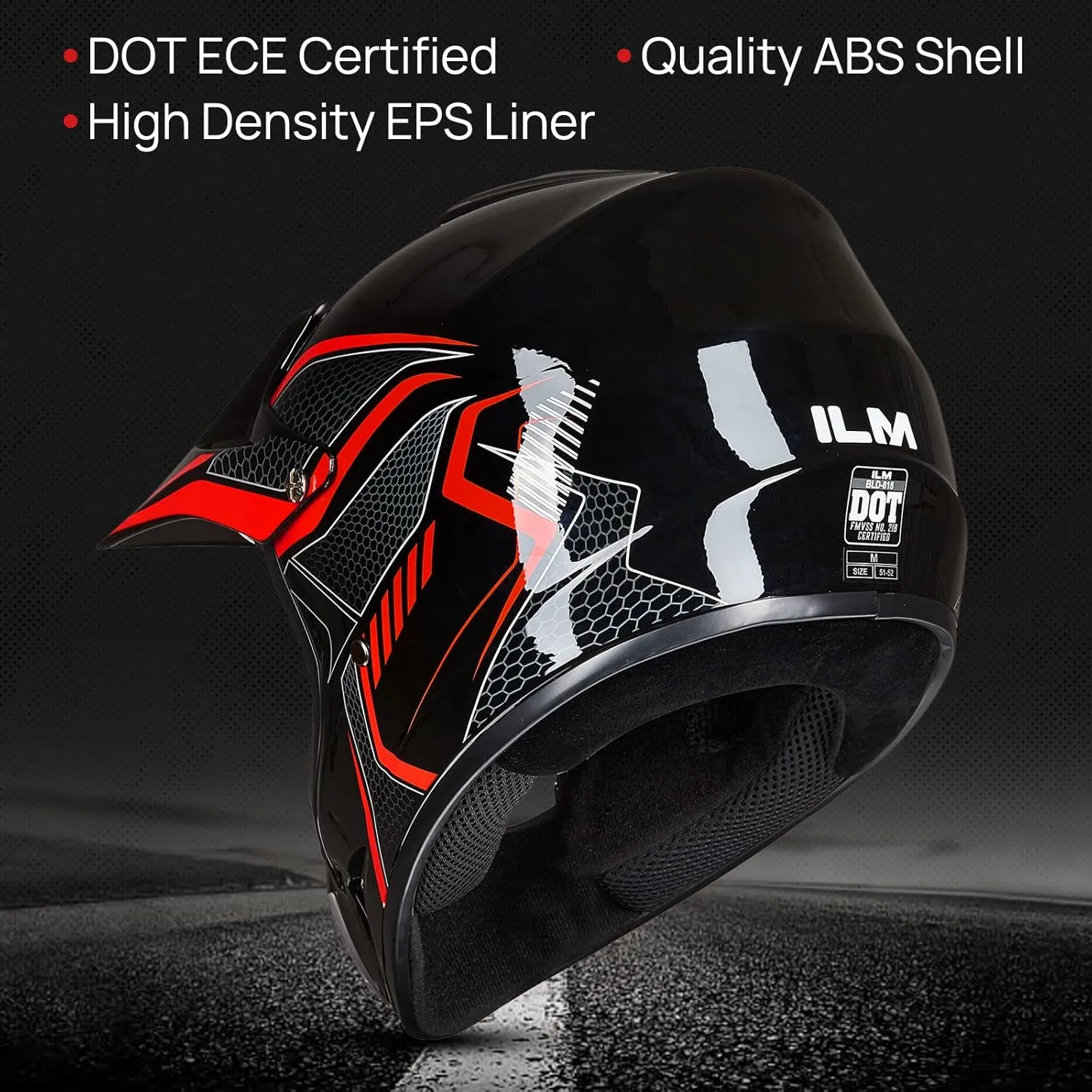 ILM Youth Kids Dirt Bike Helmet ATV Motocross DOT Off-Road Street Helmet Goggles Gloves Full Face Protective Helmet Model BLD-818