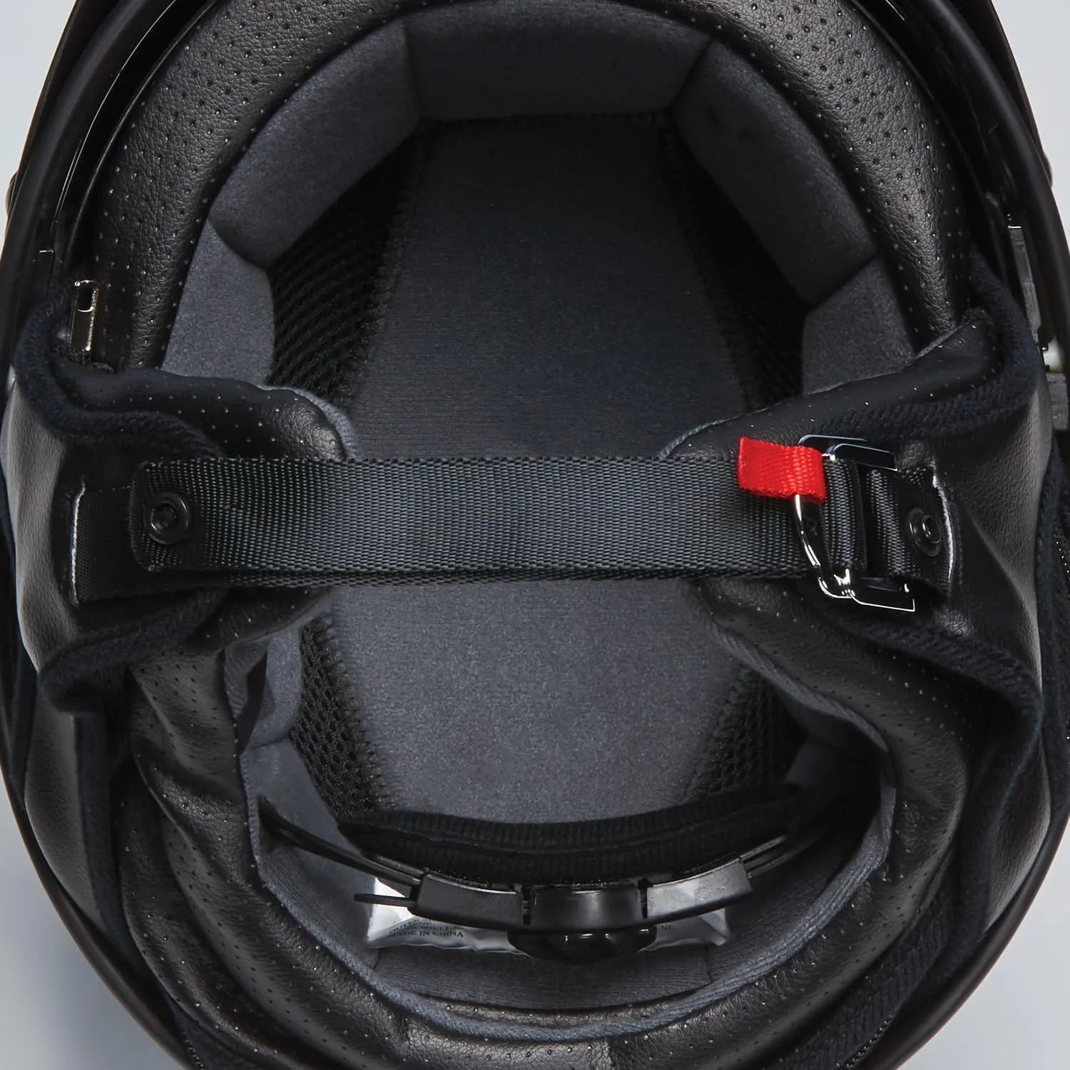 Indian Motorcycle Half Helmet, Black with Retro Racing Stripe, Matte Finish, Removable Earflaps and Visor, Bluetooth Capable - 2863696