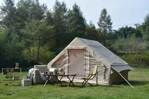 Inflatable Camping Tent for Memories Under The Stars, Quick 5-Minute Setup, Spacious & Warm for 4-6 People, Beige