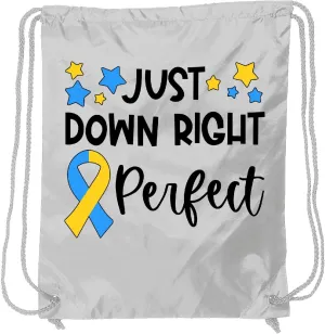 inktastic Just Down RIght Perfect Down Syndrome Awareness Ribbon Drawstring Bag White 3a43b