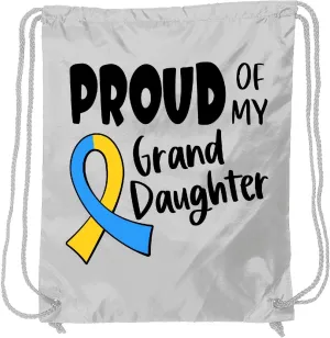 inktastic Proud Of My Granddaughter Down Syndrome Awareness Drawstring Bag White 3a577