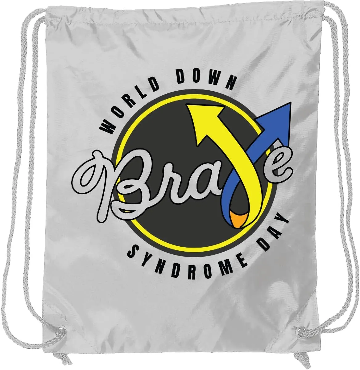 inktastic World Down Syndrome Day Brave Drawstring Bag White 34996