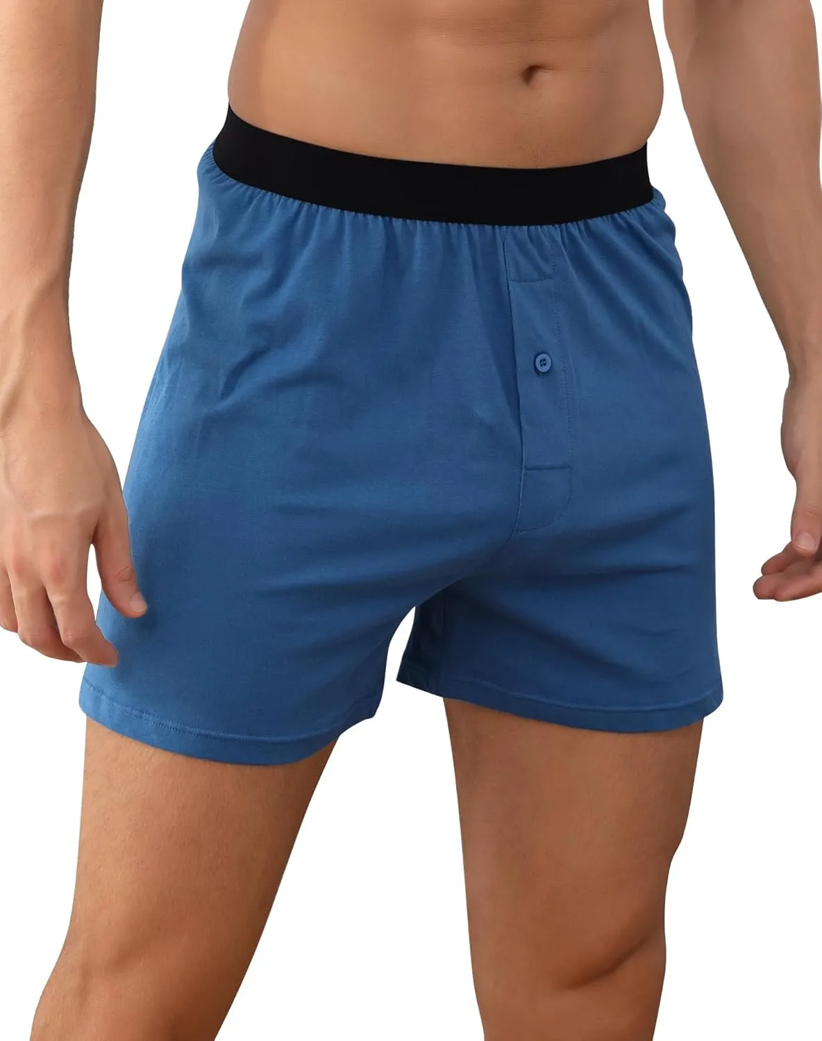 INNERSY Men's Cotton Boxer Shorts Knit Boxers with Soft Stretchy Waistband 4-Pack