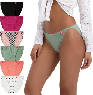 INNERSY Women's High Cut String Bikini Panties Stretchy Sexy Cotton Underwear 6-Pack