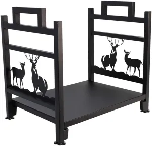 INNO STAGE Firewood Log Rack, Iron Wood Lumber Storage Holder for Fireplace, Heavy Duty Log Storage Bin for Firepit Stove Accessories Indoor - Perfect Construction - No Any Screw to Install