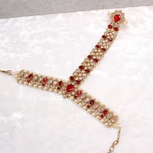 Jasmeen Statement Hand Harness - Maroon
