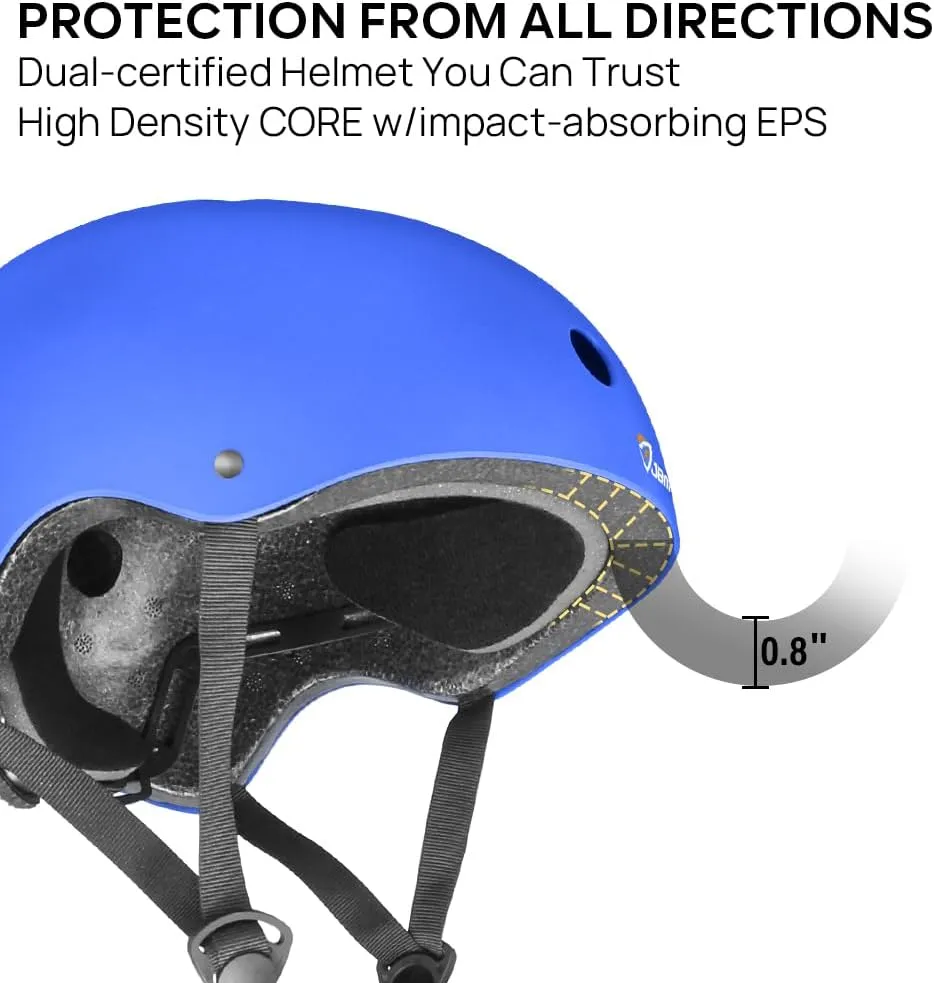 JBM Skateboard Helmet - Lightweight, Adjustable & Ventilated Helmet for Scooter, Roller Skate, Inline Skate