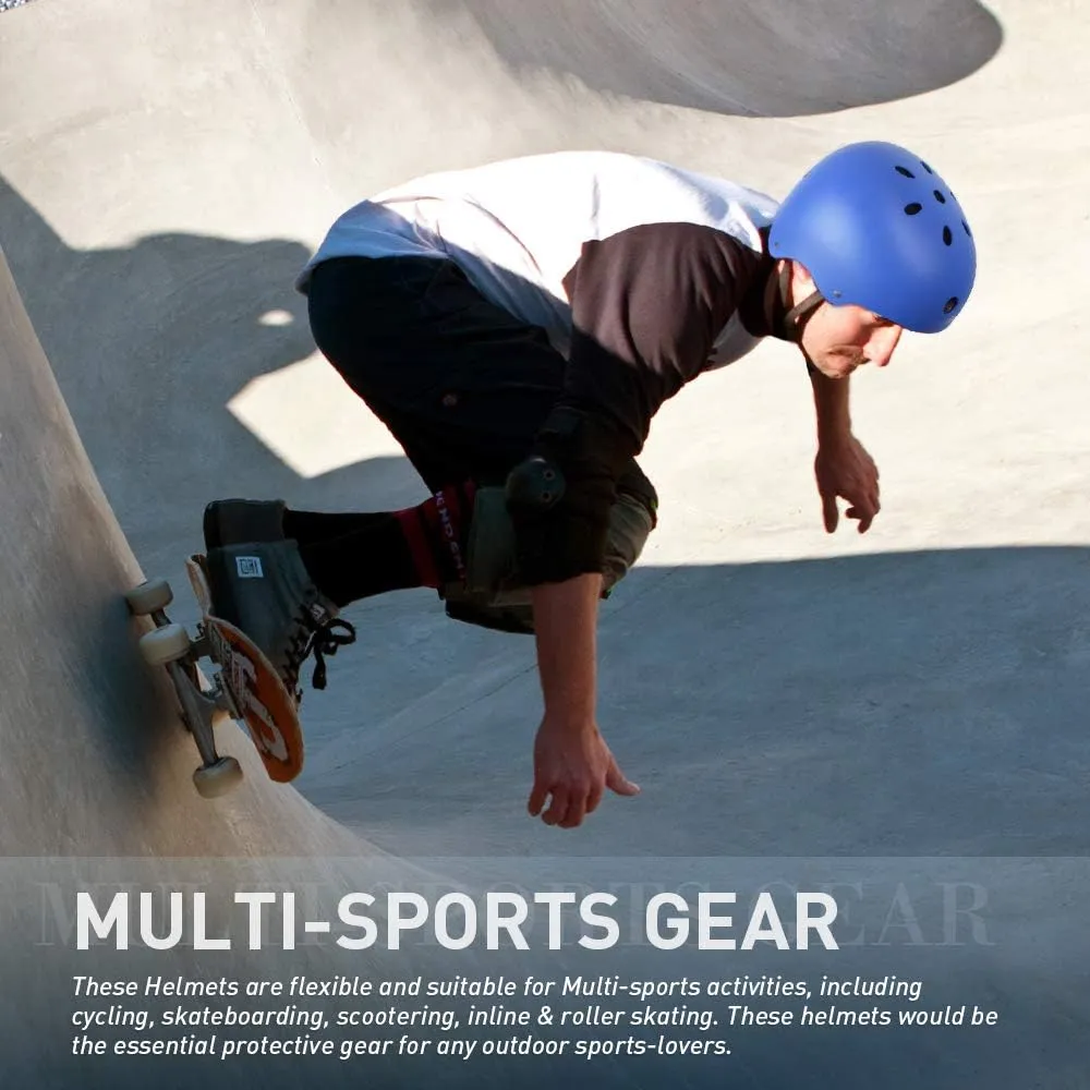 JBM Skateboard Helmet - Lightweight, Adjustable & Ventilated Helmet for Scooter, Roller Skate, Inline Skate