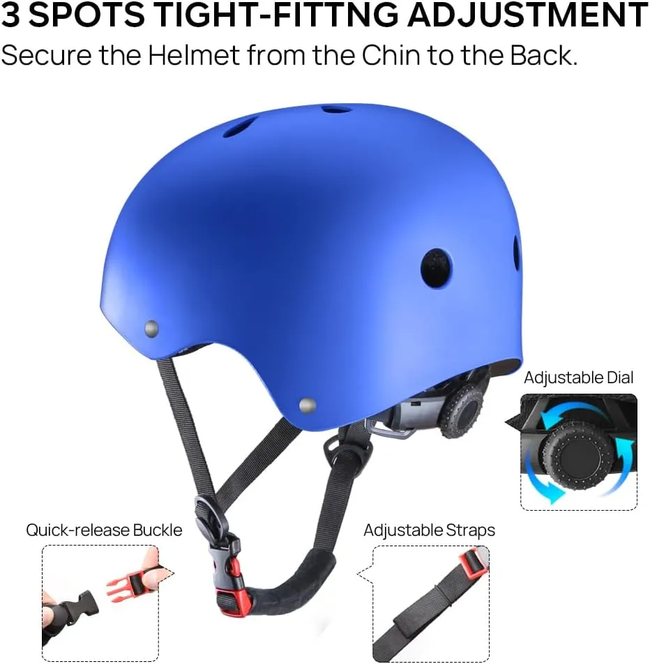 JBM Skateboard Helmet - Lightweight, Adjustable & Ventilated Helmet for Scooter, Roller Skate, Inline Skate