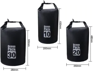 JIAN YA NA Waterproof Dry Bags Roll Top Dry Compression Sack Keeps Gear Dry Bags with Adjustable Strap for Outdoor Kayaking, Beach, Rafting, Boating,Bonus Waterproof Phone Case (Black, 10L)