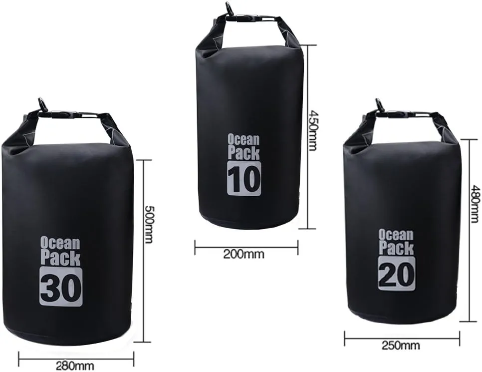 JIAN YA NA Waterproof Dry Bags Roll Top Dry Compression Sack Keeps Gear Dry Bags with Adjustable Strap for Outdoor Kayaking, Beach, Rafting, Boating,Bonus Waterproof Phone Case (Black, 10L)