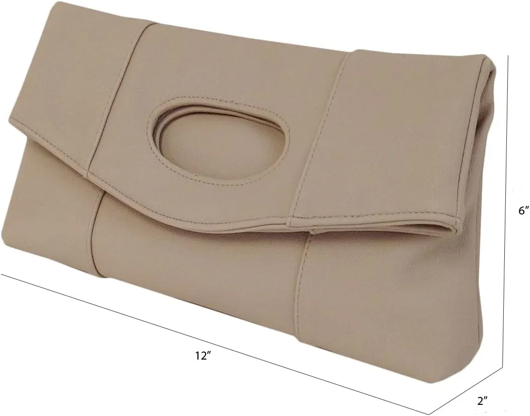 JNB Synthetic Leather Fold Over Clutch